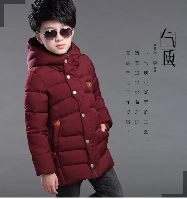 2021 Big Size Teenager Thick Warm Winter Boys Jacket 2 Color Heavy Long Style Hooded Outerwear For Boy Children Windbreaker Coat best coats for winter