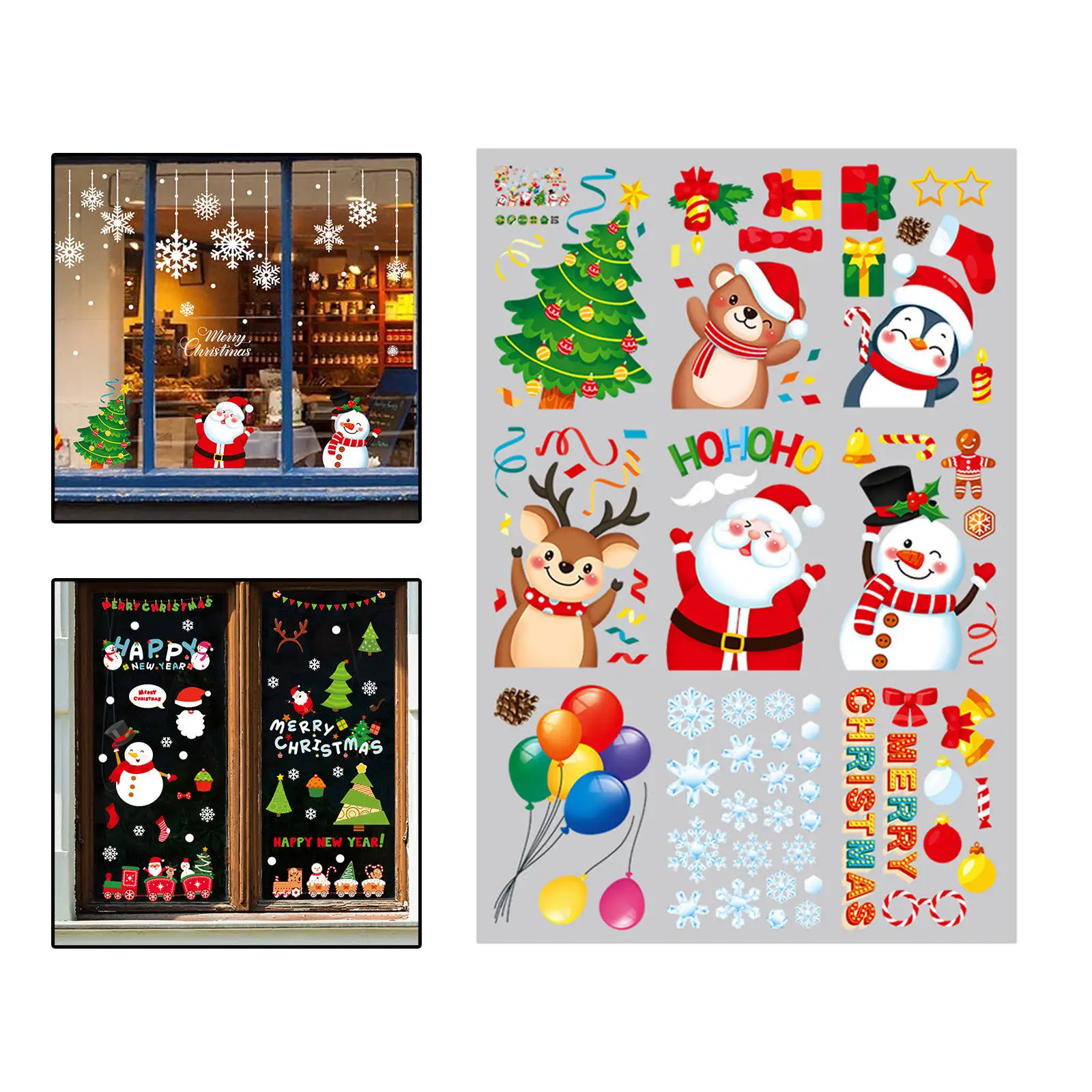 Christmas Window Stickers Showcase Window Glass Festival Clings Santa Murals New Year Christmas Decorations for Home