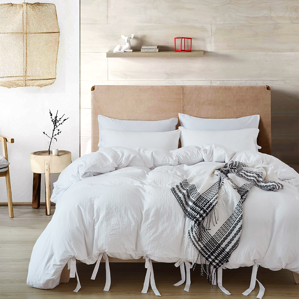 white duvet cover with ties