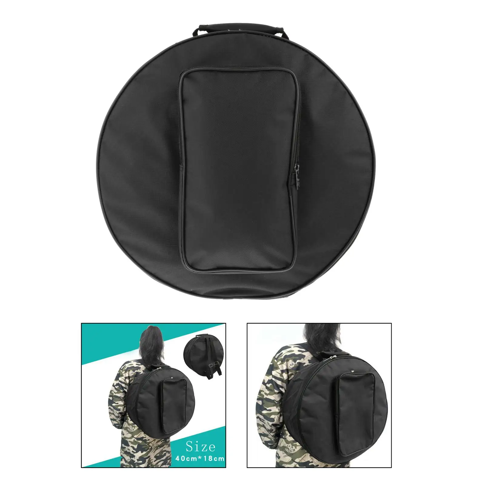 Black Bass Drum Bag Backpack Case with Shoulder Strap Outside Pockets Instrument Parts & Accessories