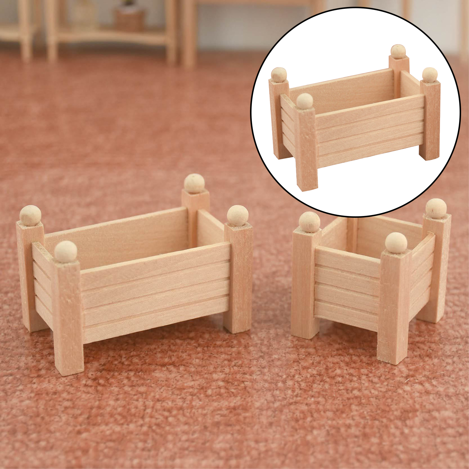 1:12 Miniature Wood Flower Stands Shelf Dollhouse Furniture Accessories