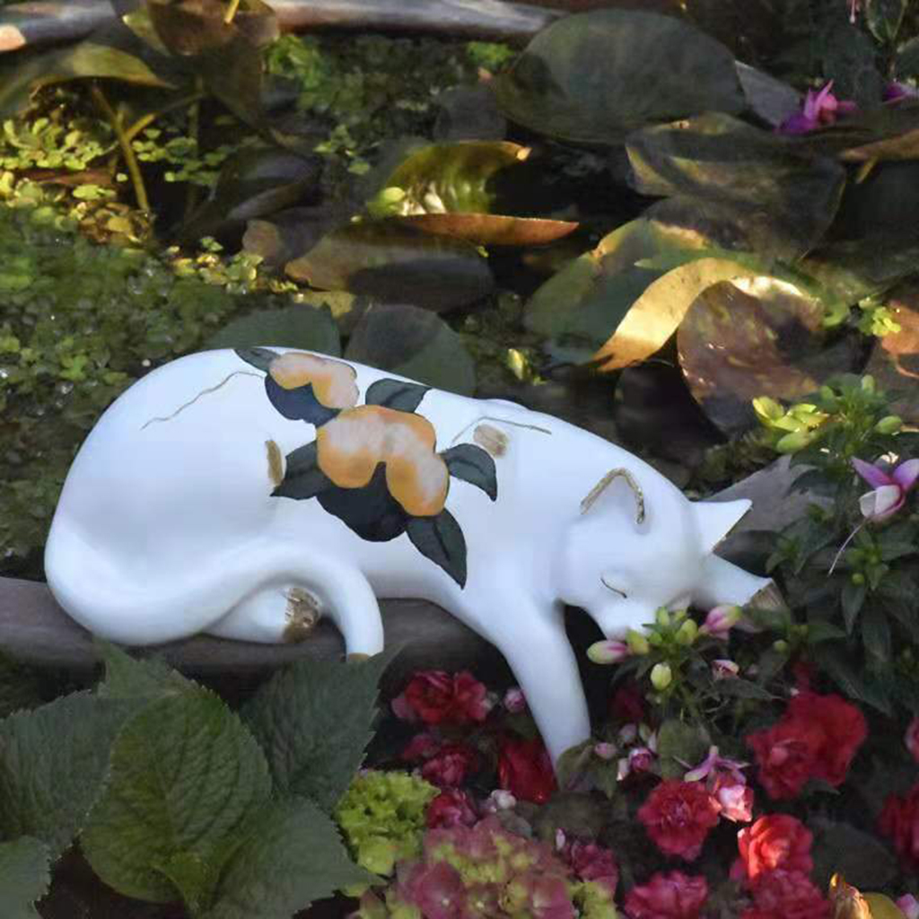Sleeping Cat Statue Decoration Animals Art Sculpture Indoor Outdoor Resin Craft Home Decor Ornament