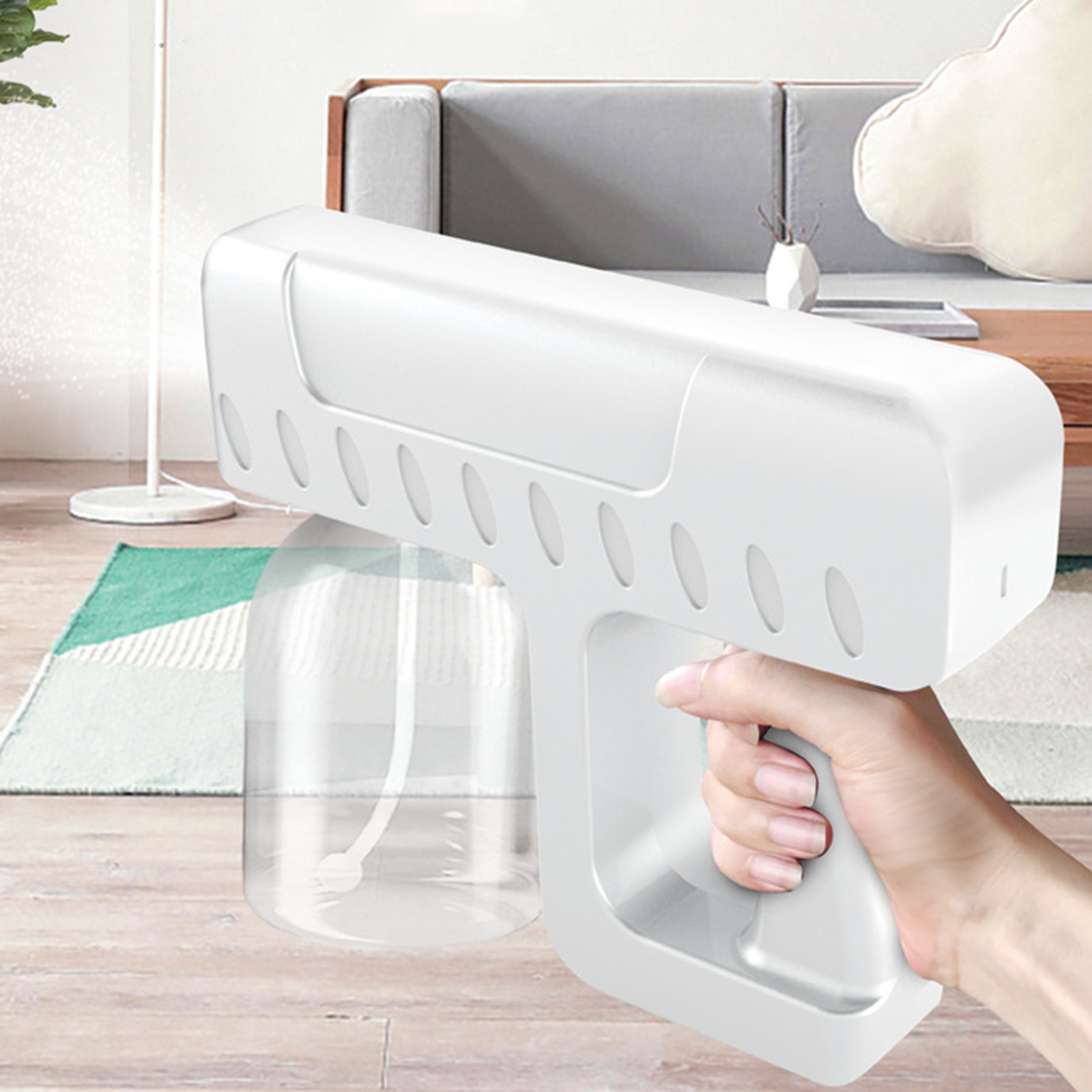 Nano Gun Sprayer Fogger USB Large Capacity Mist Maker for Indoor Outdoor Patio Lawn Nano Sprayer Fogger Blue Light USB