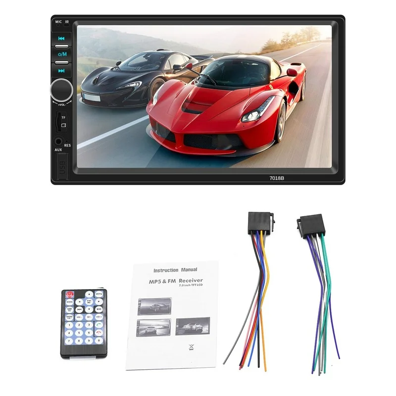 Car MP3 Player,7 Inch Double Din Fast Charging Wireless Touch Screen Stereo FM Radio BT Player 