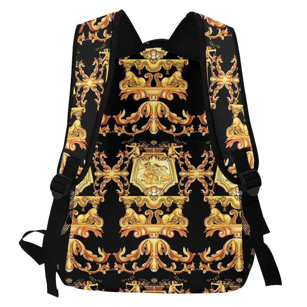 stylish camera bag NOISYDESIGNS Golden Baroque Print Women Backpack Student School Bag Soft Strap BookBag Laptop Rucksack Teenager Girl Schoolbags trendy laptop backpacks