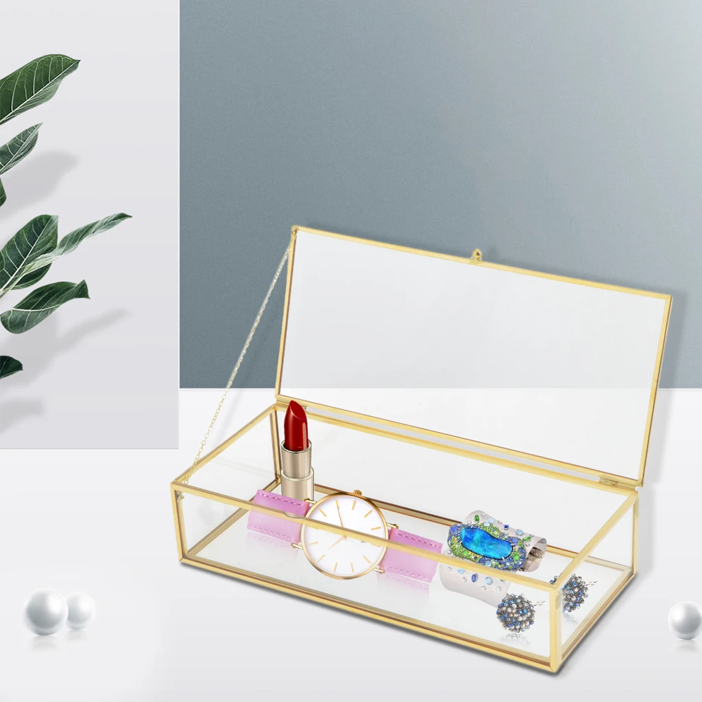 Vanity Transparent Jewelry Storage Box Showcase Holder Geometric Terrarium for