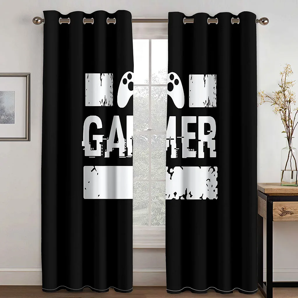 cafe curtains Games Blackout Curtain for Bedroom Gamer Window Curtain Kids Boys Teens Video Game Gamepad Living Room Drapes Decor Cortinasカーテン ready made curtains