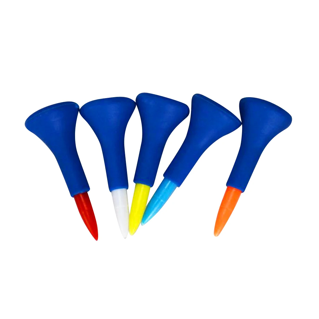 Golf Rubber Cushion Top Plastic Golf Tees Driving Range (5 Pack) for Practice Mat - Multi Color - Various Size