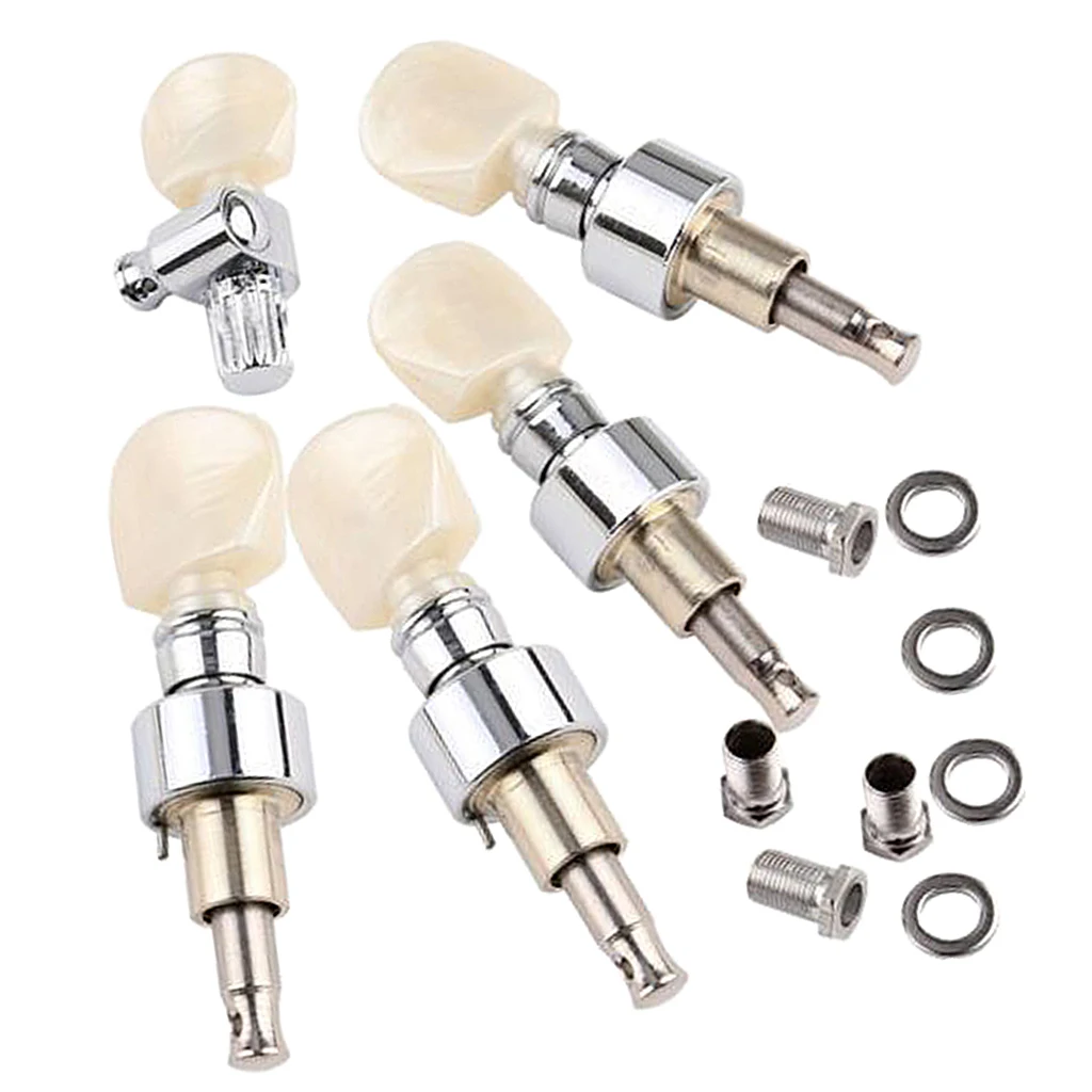 5Pcs 5 String Banjo Replacement Peg/Key Pearled Machine Head Square Button Tuning Tuner Machine Heads