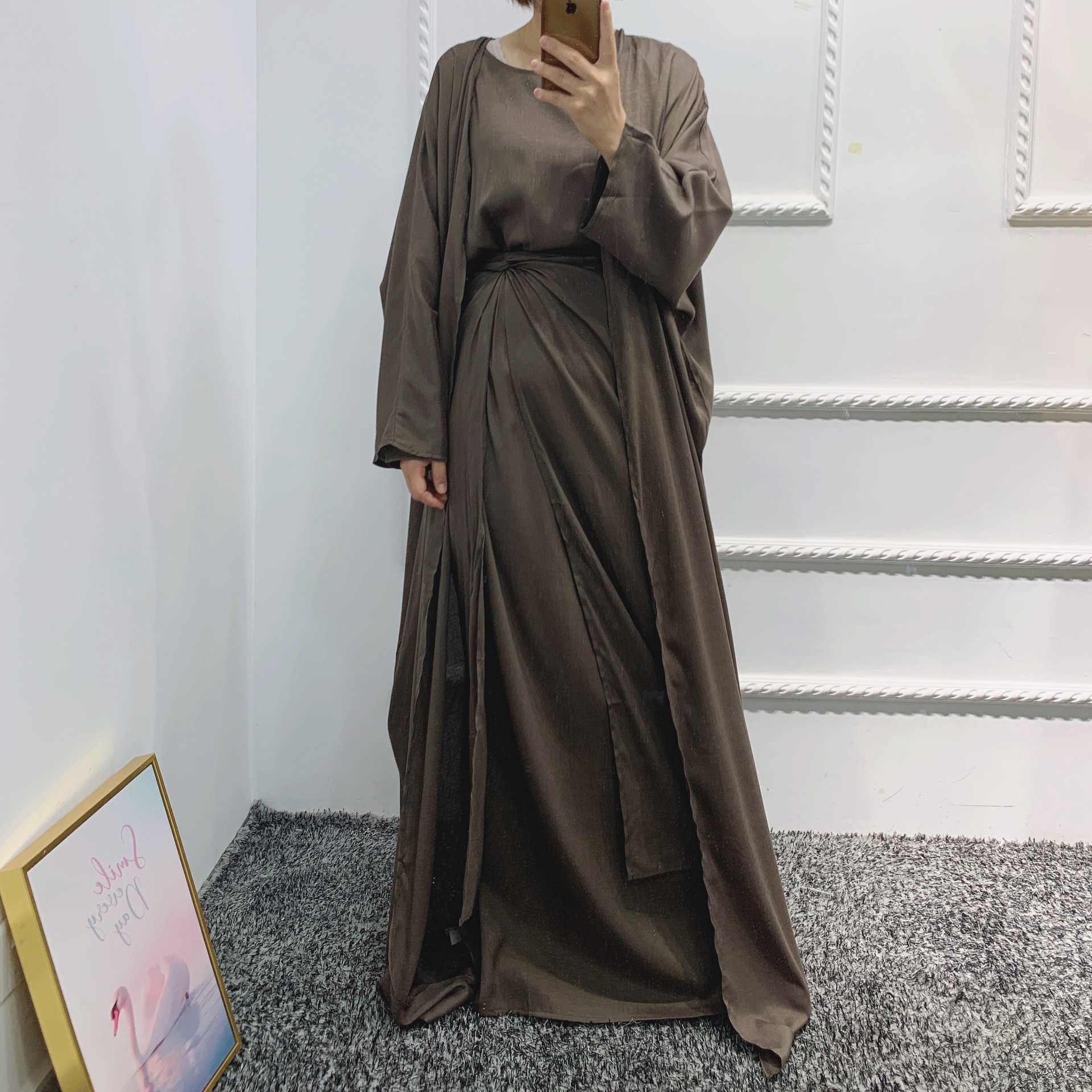 Cor sólida abayas para mulher dubai abaya