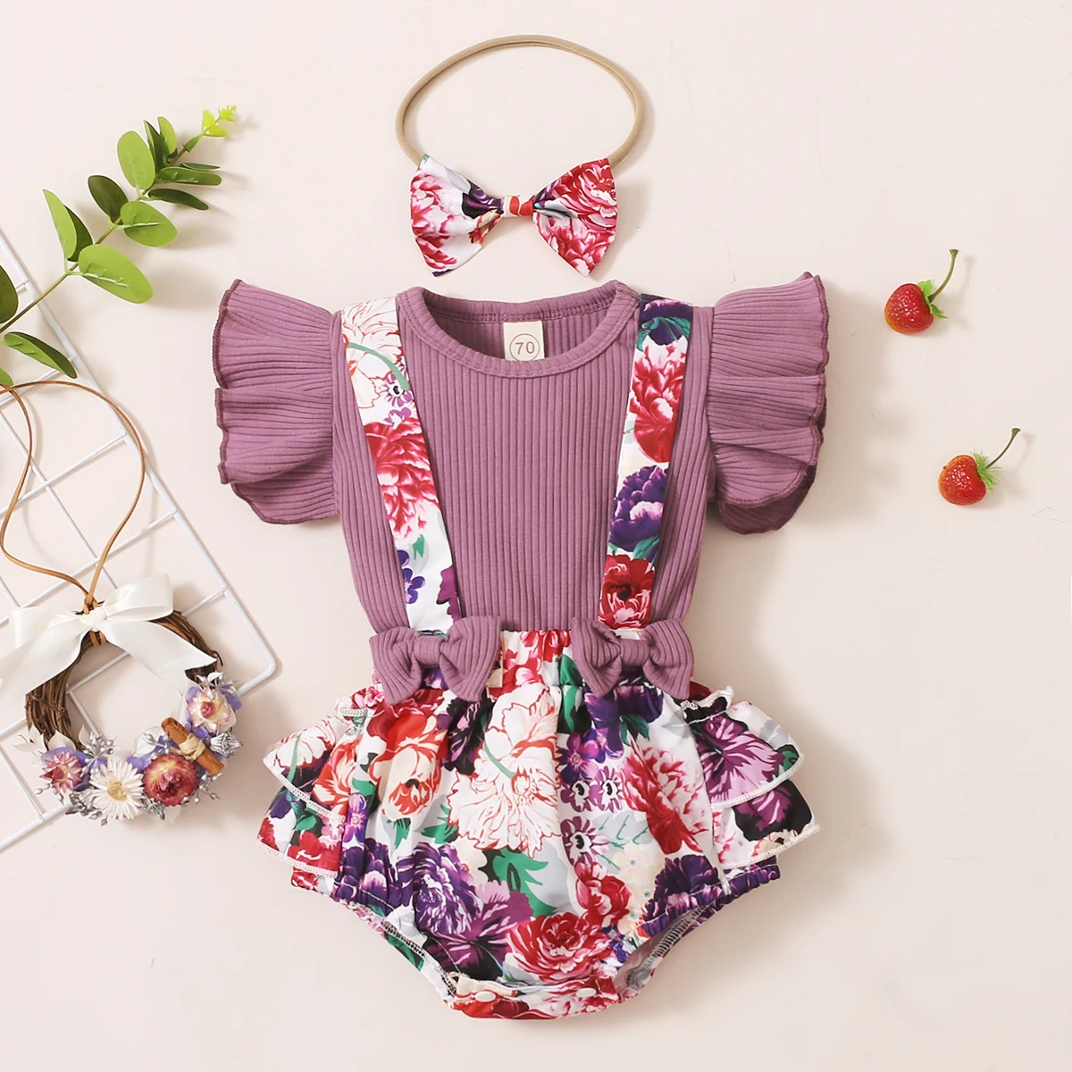 small baby clothing set	 FOCUSNORM 0-18M 3pcs Infant Baby Girls Clothes Sets Ruffles Fly Sleeve Solid T Shirts Flowers Overalls Shorts Headband baby clothing set line