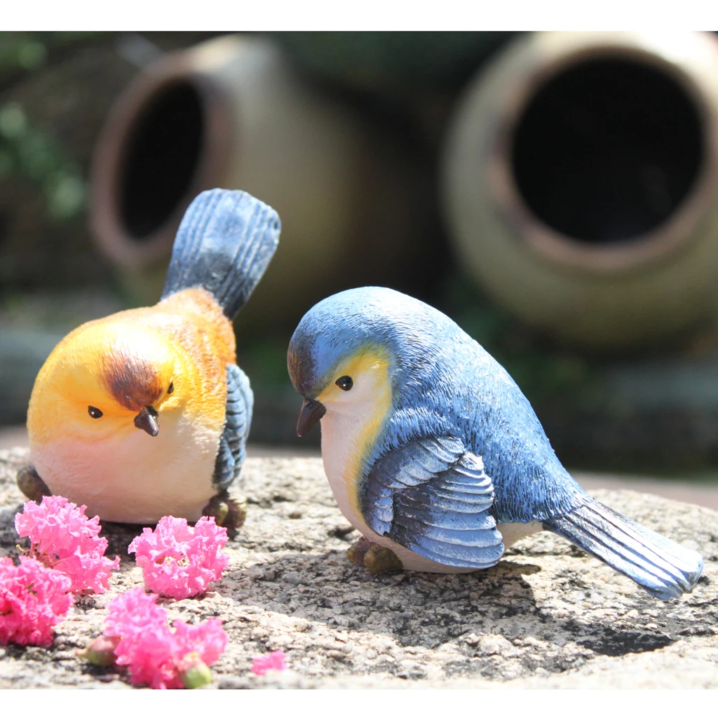LIFELIKE RESIN BIRDS FIGURE FIGURINE MINIATURE STATUE FOR HOME & GARDEN ORNAMENTS CREATIVE GIFT 3``
