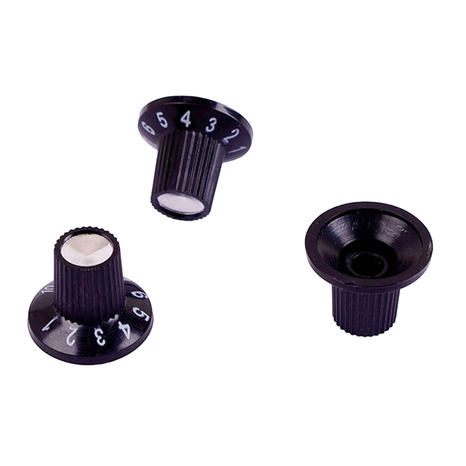 Black with Silver Top Hat Electric Guitar Knobs For Electric Guitar Bass