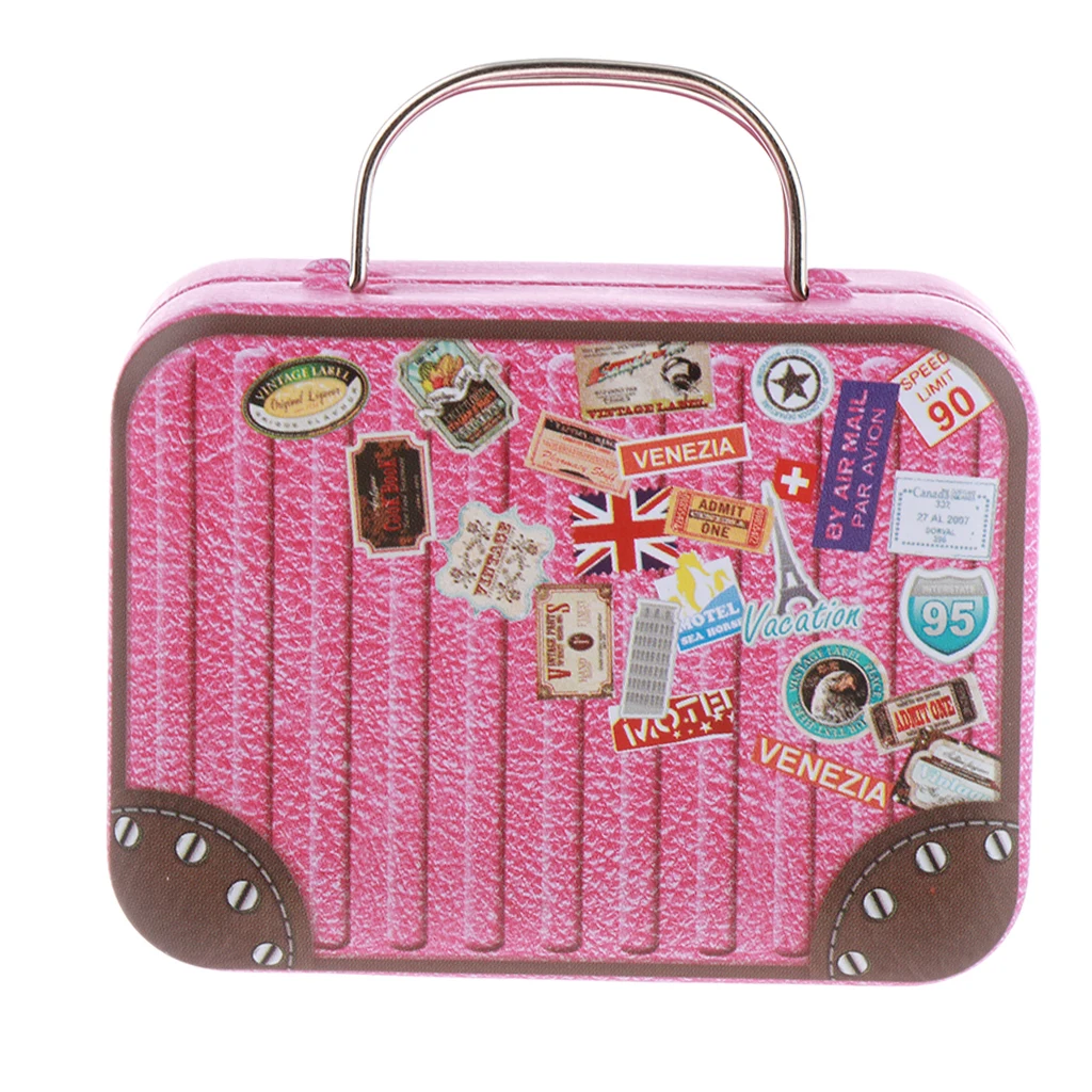 Miniature Vintage Suitcase Luggage Box for 1:6 Dollhouse Decor, 1/6 BJD Dolls Accessories