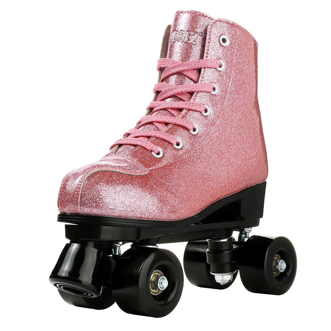 Women's Classic Roller Skates Light Up Wheels Artificial Leather Adjustable Double Row Four-Wheel Roller Skates Shiny Skates for Unisex 