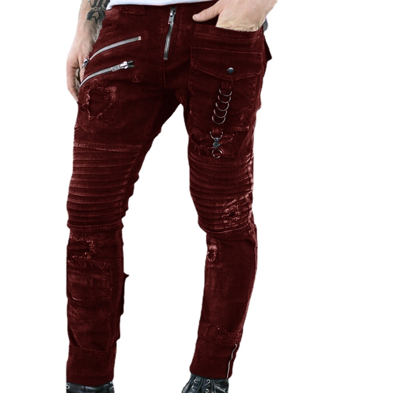 burgundy ripped jeans mens