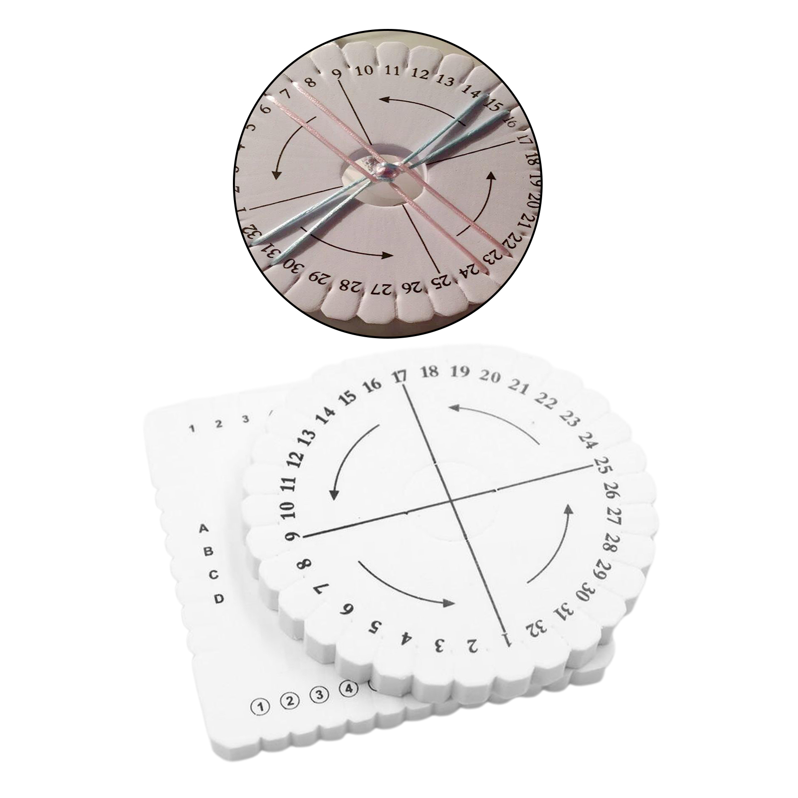 2pcs Round Braiding Disc Square Kumihimo Beading Cord Disk Braiding Plates Handmade DIY Bracelet Braided Weaving Board