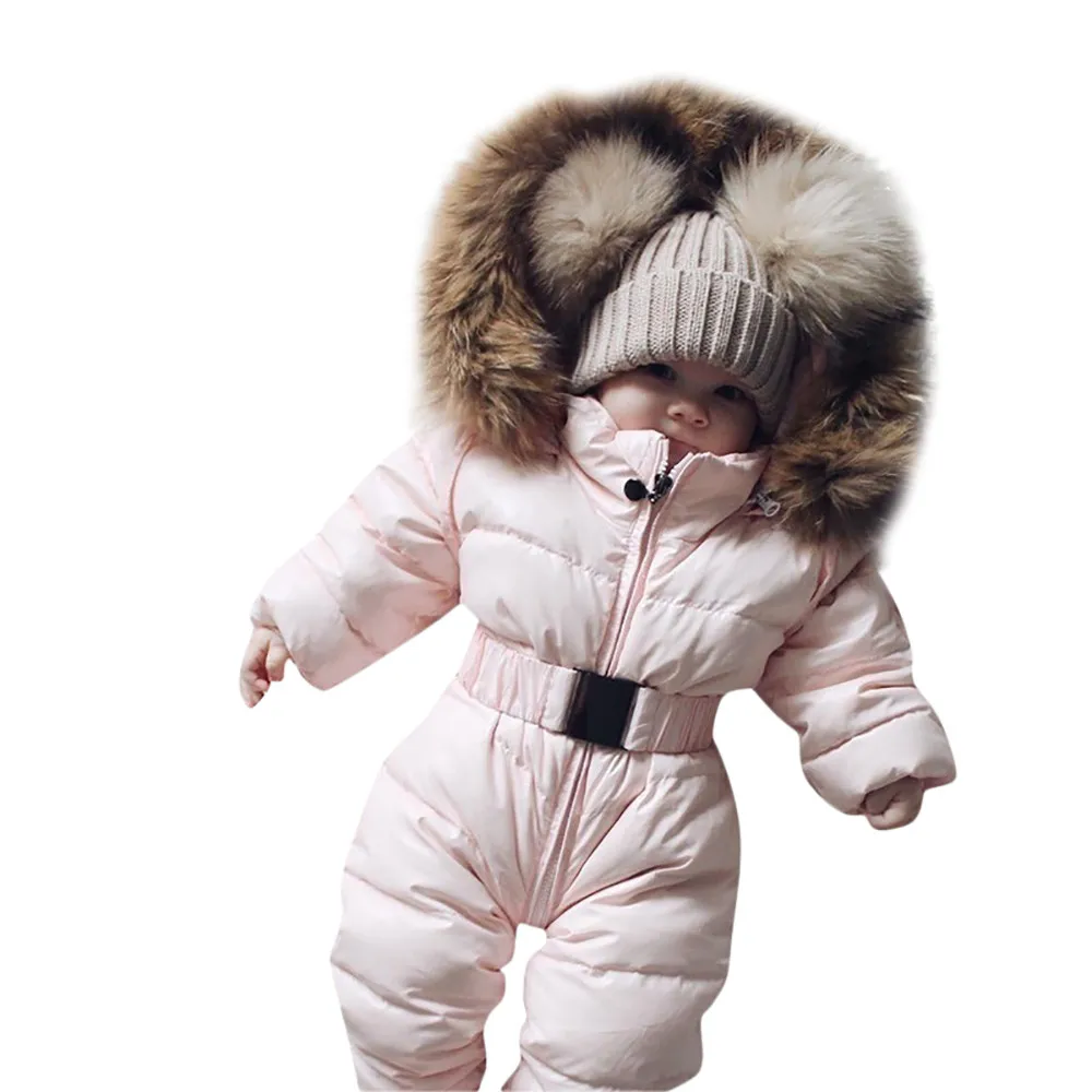 Baby Boy Girl Winter Coat Romper Jacket Hooded Jumpsuit Thick Outfit Outerwear 