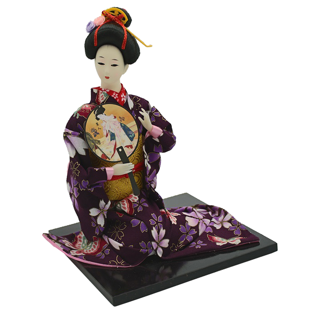 16'' Retro Japanese Samurai Kimono Doll Geisha Kabuki Oriental Doll Model Kids Gift Adults Collection w. Fan