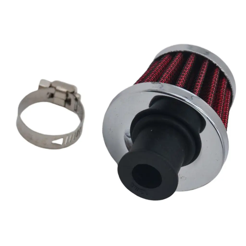 1x Red Mini Air Intake Crankcase Breather Filter Valve Cover Vent 12mm Universal