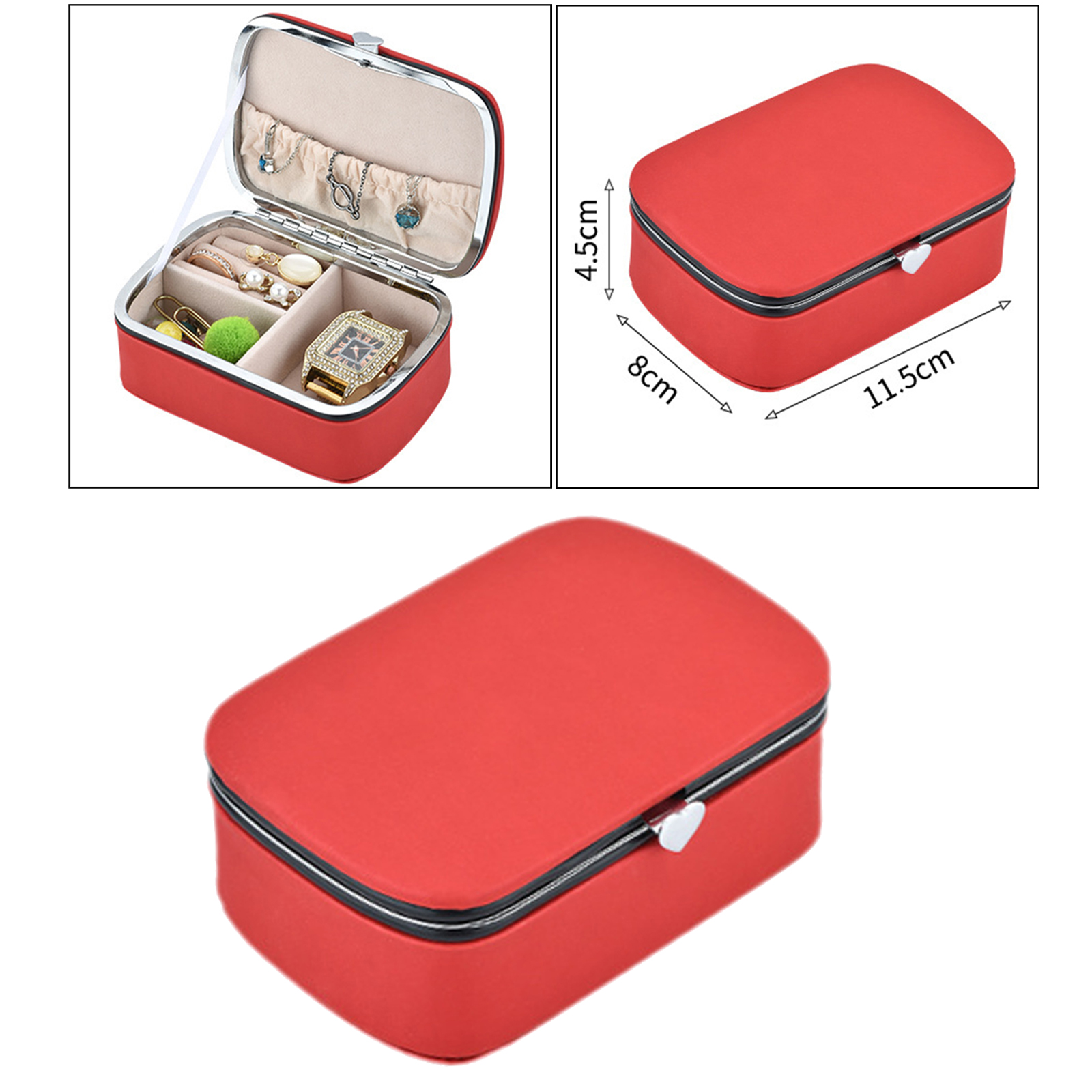 Women PU Jewellery Box Velvet Liner Travel Beauty Earrings Storage Case