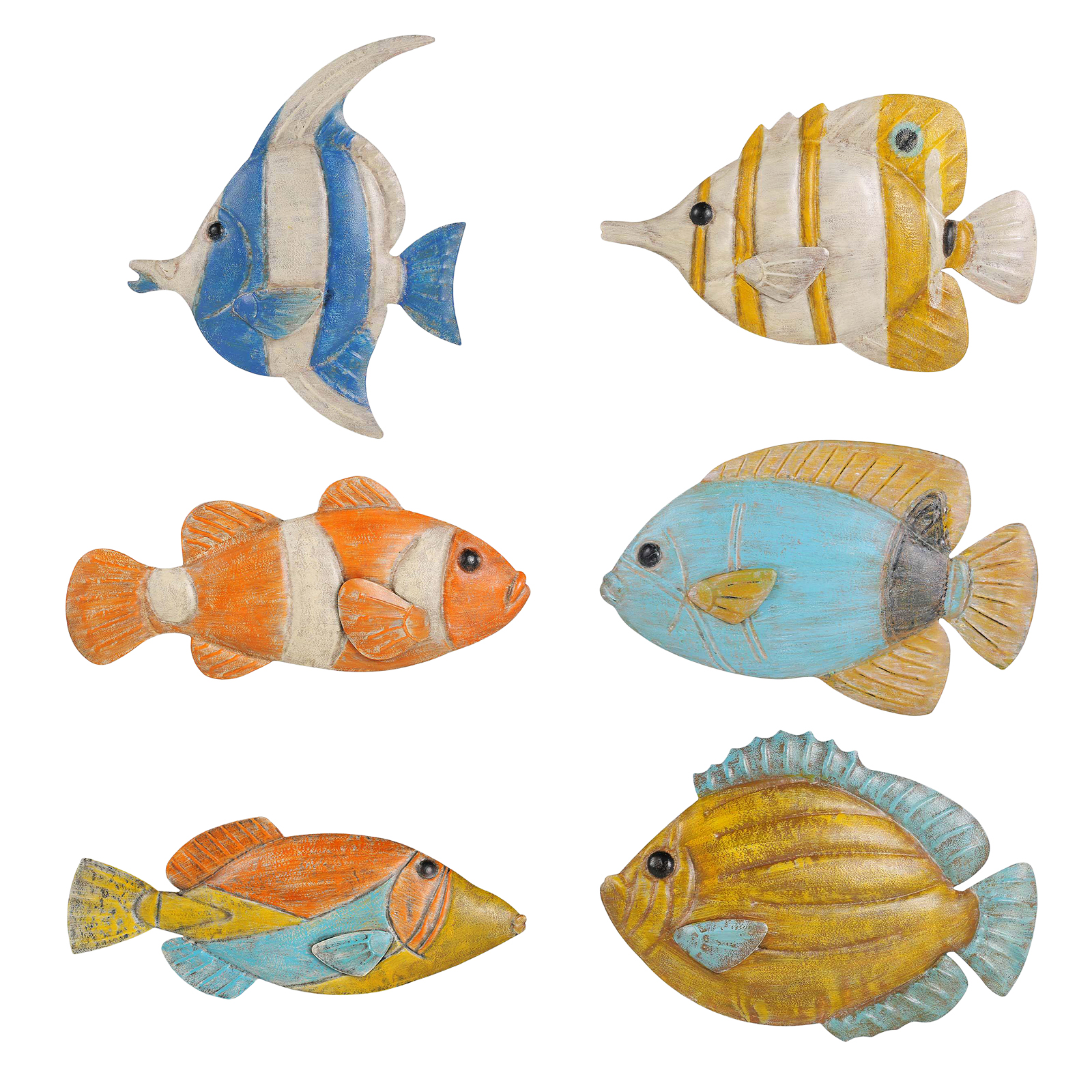 Fish Colorful Metal Marine Life Craft Sculpture Wall Decor Decorations for Living Room Gifts Accessories