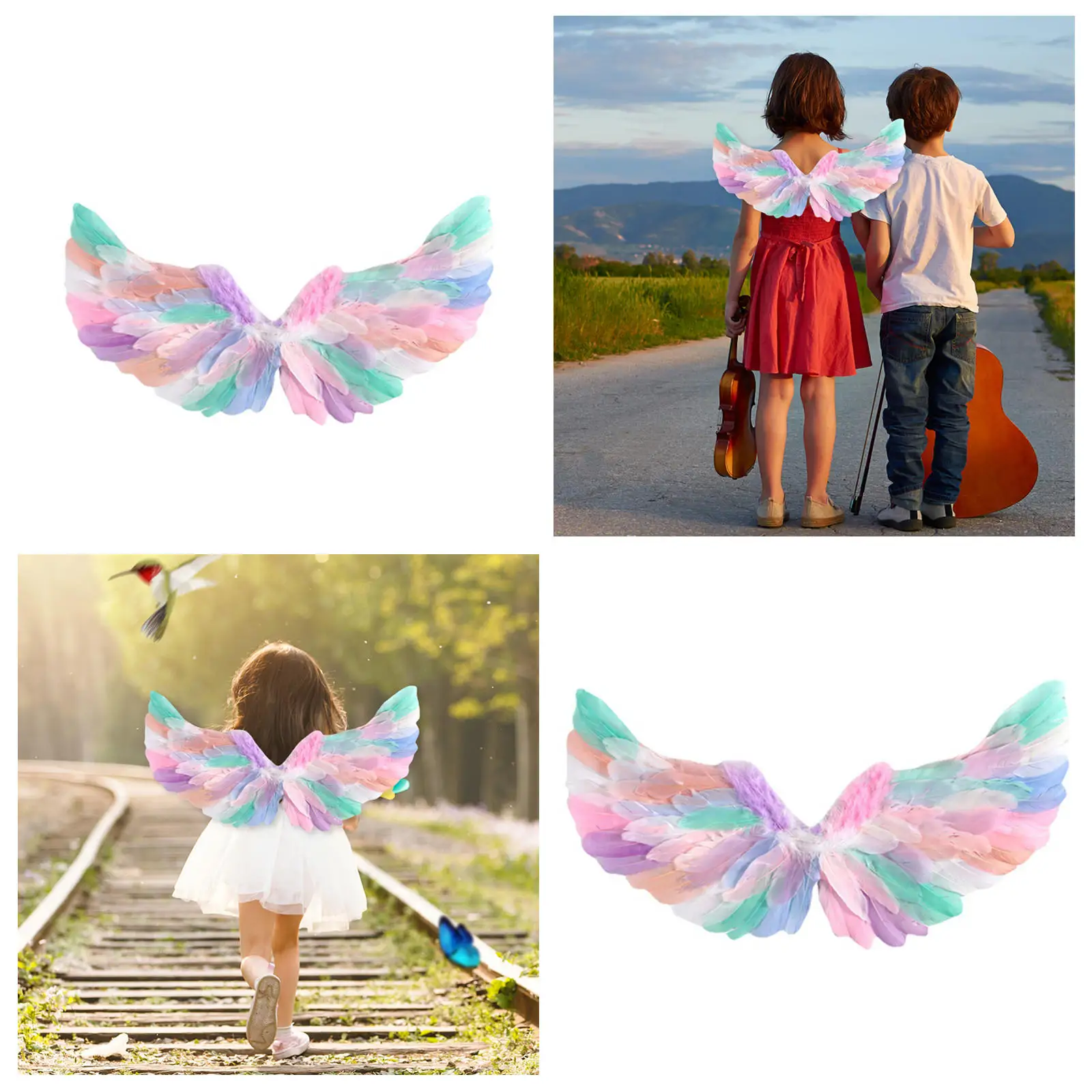 Kids Fairy Wing Colorful Wing Fairy Wing Fancy Dress Wing Feather Angel Wing for Christmas Living Room Decor Cosplay Kids Girl