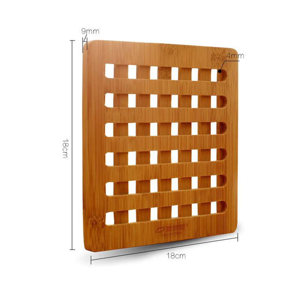 3pcs Natural Bamboo Trivet Mat Pads for Hot Pot Dishes Heat Resistant Square