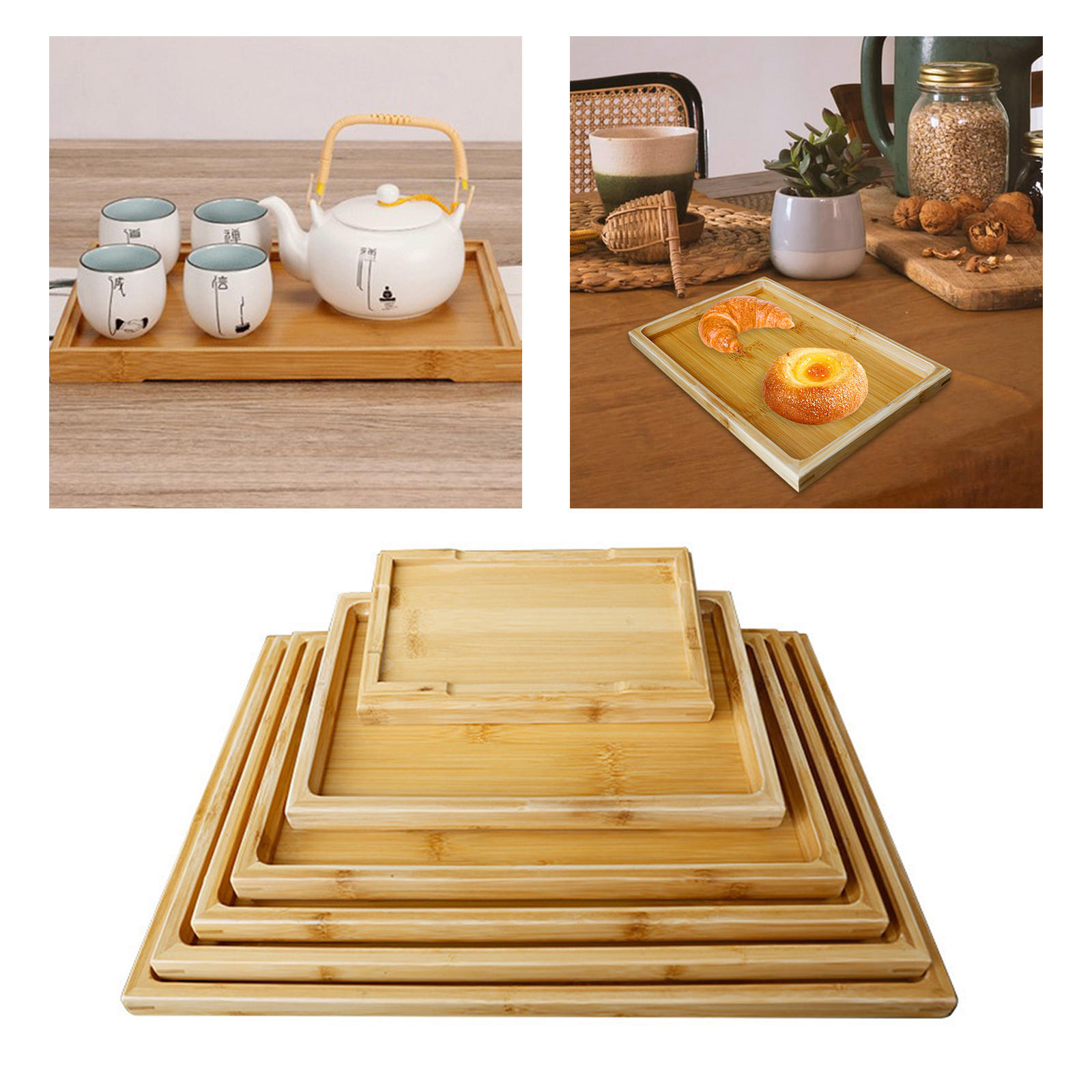 Wood Serving Tray Home Decor Multipurpose Vintage Sharing Plates Holder Board for Lap Hospital Restaurant Coffee Table Breakfast
