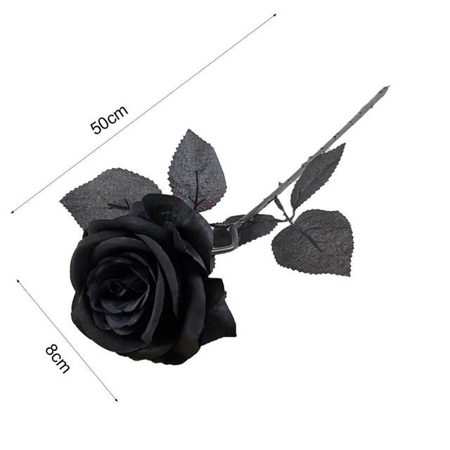 1 pc 50cm Black Rose Artificial Flower Single Branch Flower Home Decor  Halloween Christmas Home Party Simulation Silk Flowers