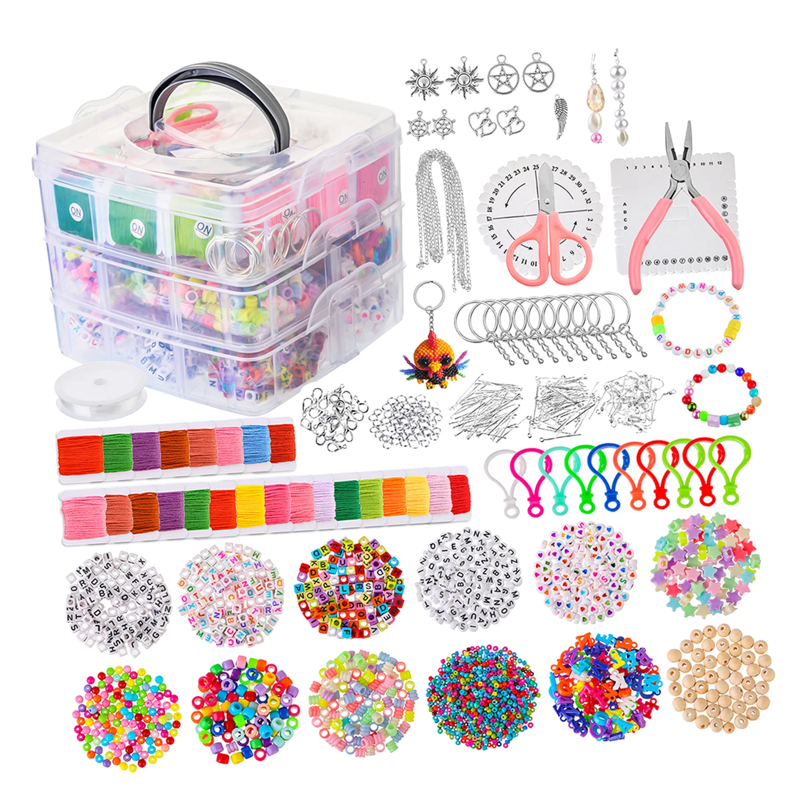 Jewelry Making Supplies Kit with Instructions 4655 Pieces DIY in a Storage Case