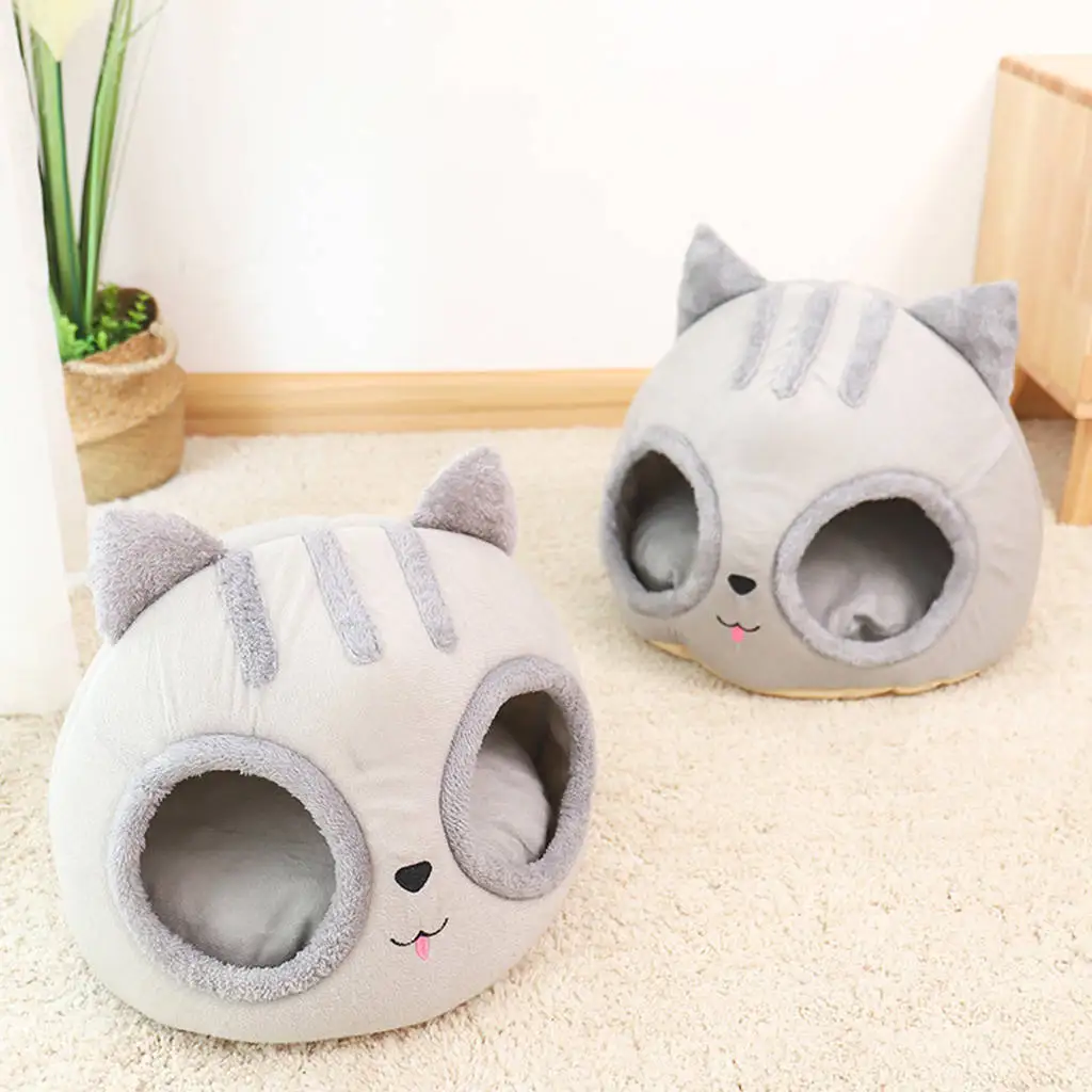 Warm Pet House Comfy Gray Cute Small Soft Sleeping Christmas Plush Nest Pet Supplies Cave for Small Dogs Puppy Kittens Cats