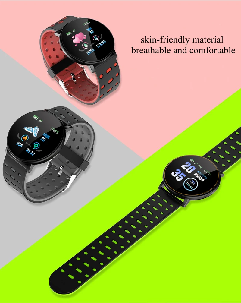 2022 119Plus Smart Watch Blood Pressure Sport Tracker Waterproof Bluetooth Smart Bracelet Heart Rate Monitoring For Android Ios