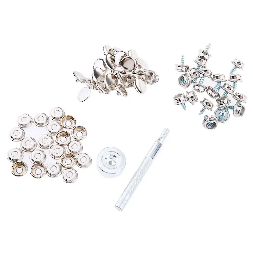 152Pcs Stainless Steel Boat Marine Cover Fastener Snap 3/8`` Screw Kit with Installation Tool