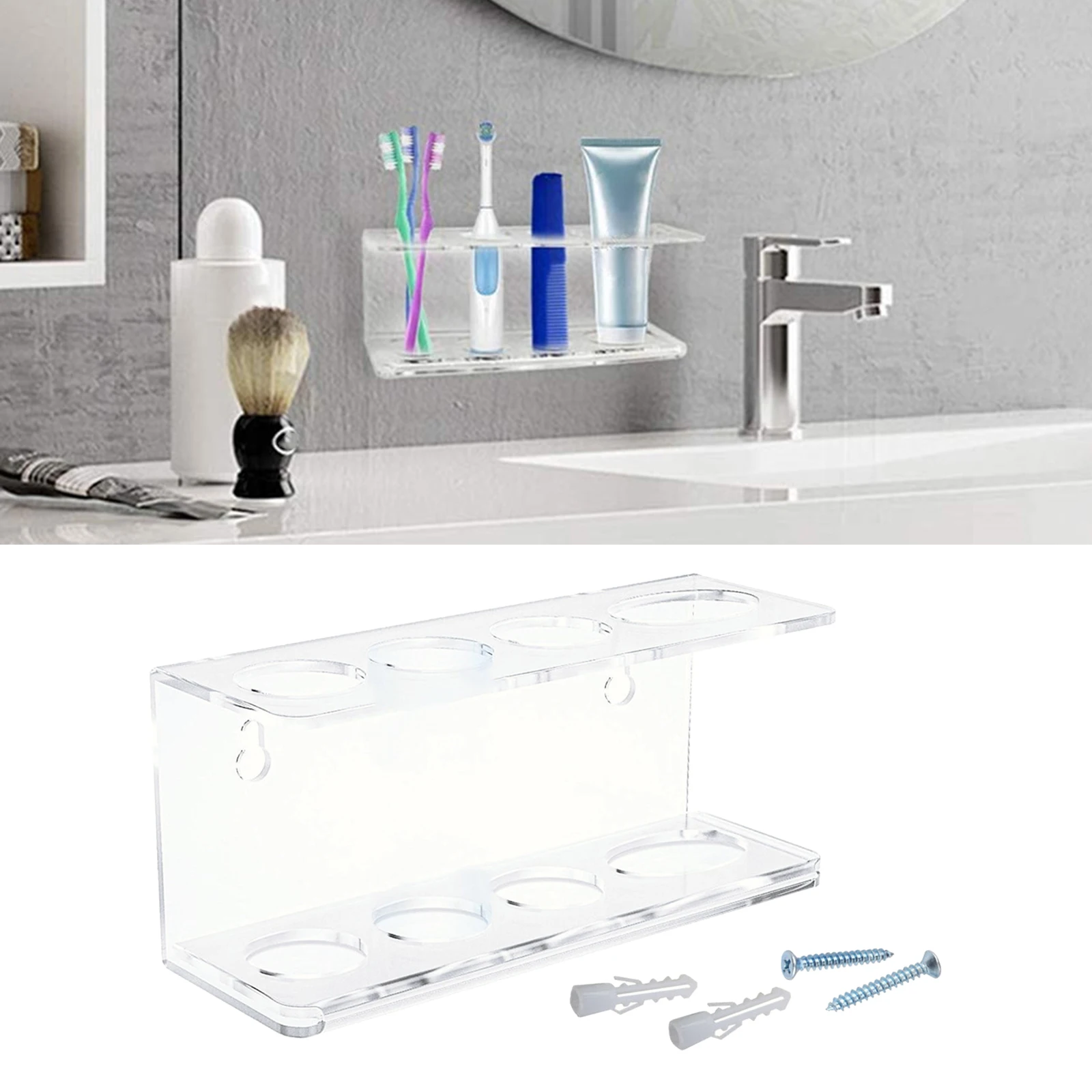 4 Slot Bathroom Toothbrush Holder Multi-Functional Modern Toothpaste Rack Electric Toothbrush Bracket Home Accessories