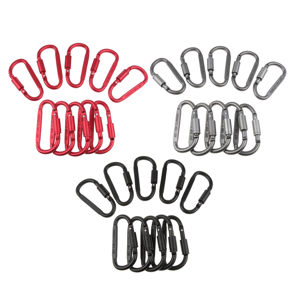 10Pcs Aluminum Carabiner Clip Snap Hook Spring Loaded Carabina Carbine Camping Hiking Backpacking Fishing Tool