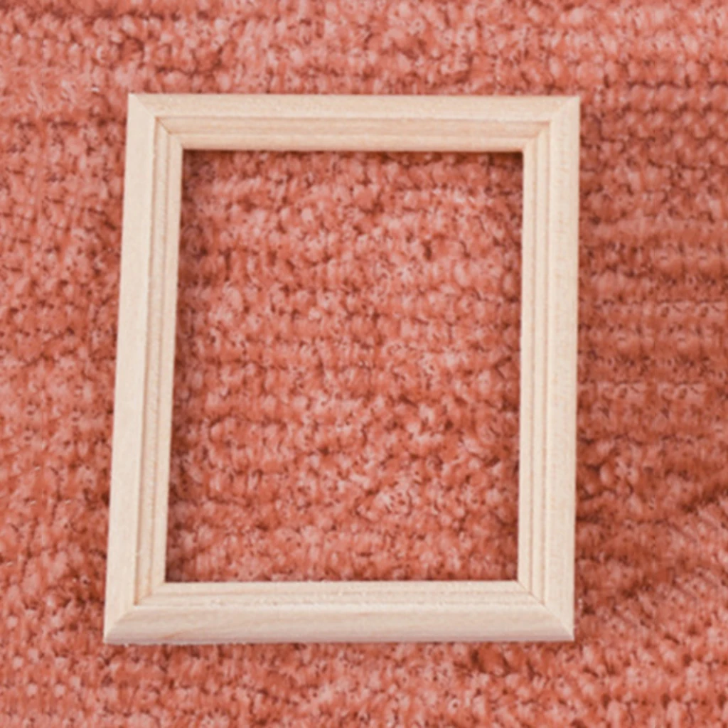 1:12 Rectangular Solid Wood Photo Frame Dollhouse Miniatures Decor