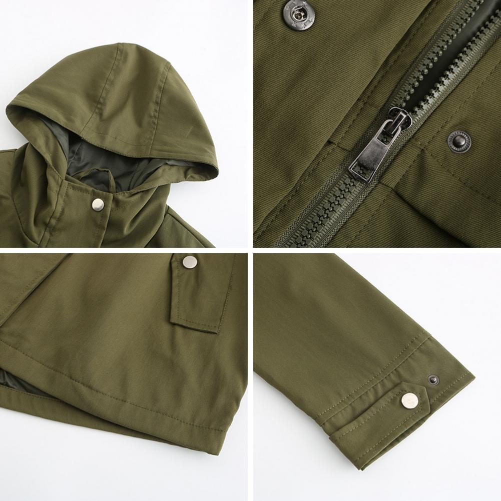 Drawstrings Buttons Pockets Zipper Jacket