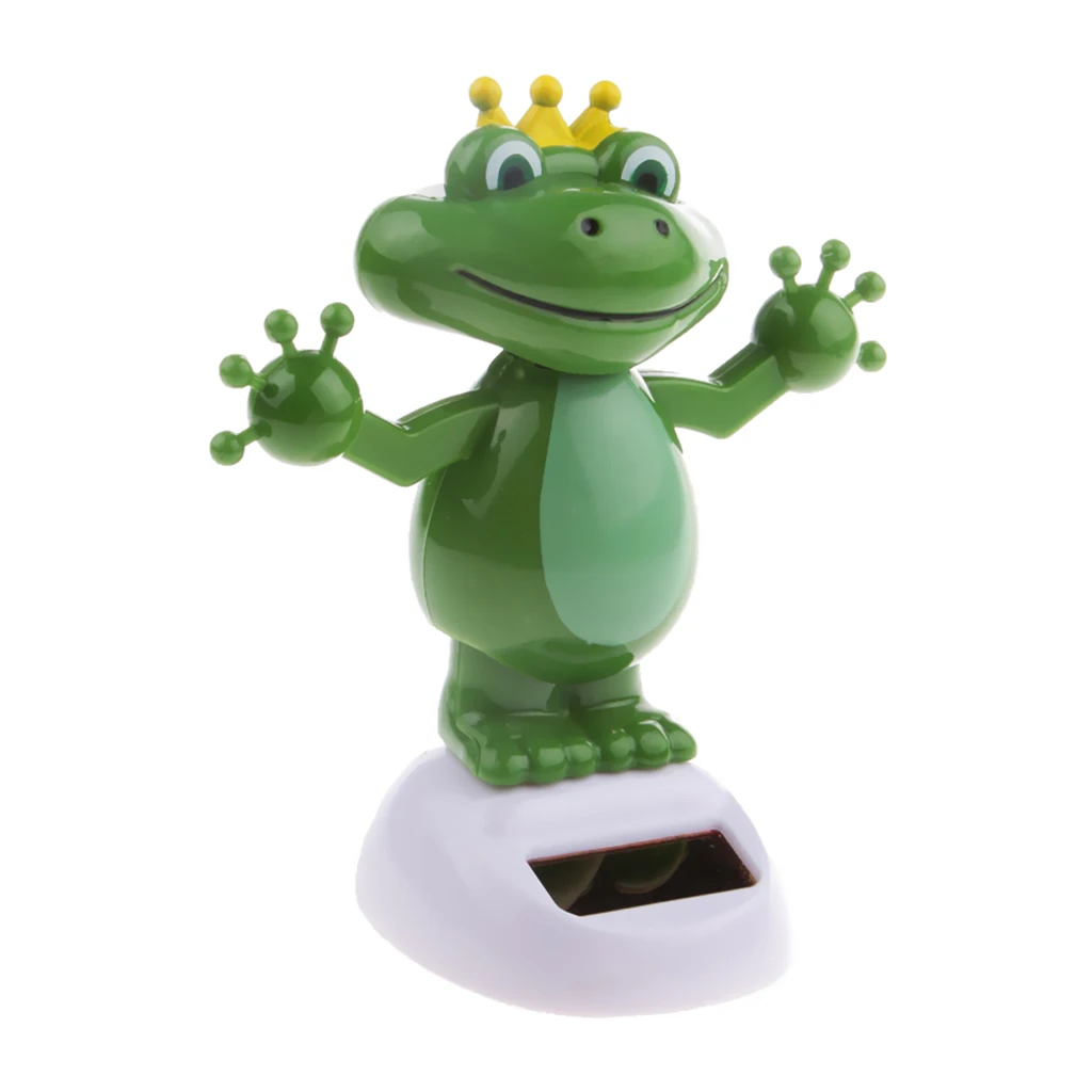 Cute Frog Doll Car Interior Ornament Solar Power Dancing Toy Car Home Decor Kids Toy Desk Table Office Display