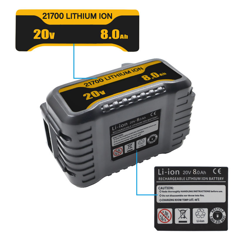 DCB200 10 * 21700 Li-Ionen-Akku 8,0 Ah Aufkleber für DeWalt 18 V 20 V Lithium-Akku Etikettenzubehör DCB200 DCB203 – Detail 1