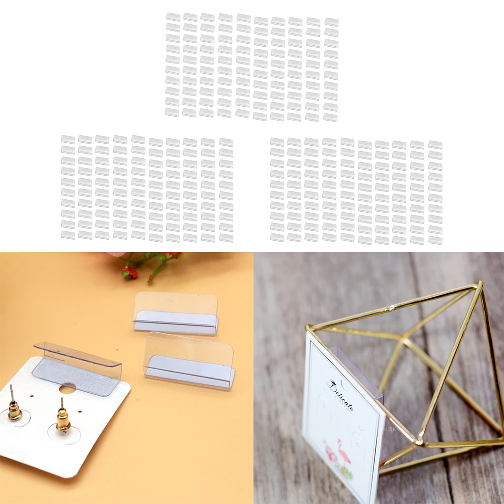 300 Pieces Earring Card Adapter Self-Adhesive Lip Adapter Plastic Lip Hanger for Earring Necklace Card Display (1 x 1.2 inch)	*