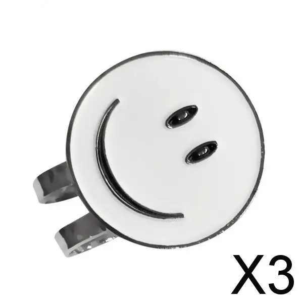 3xWhite  Face Golf Ball Marker with Magnetic Hat Clip Golf Accessories