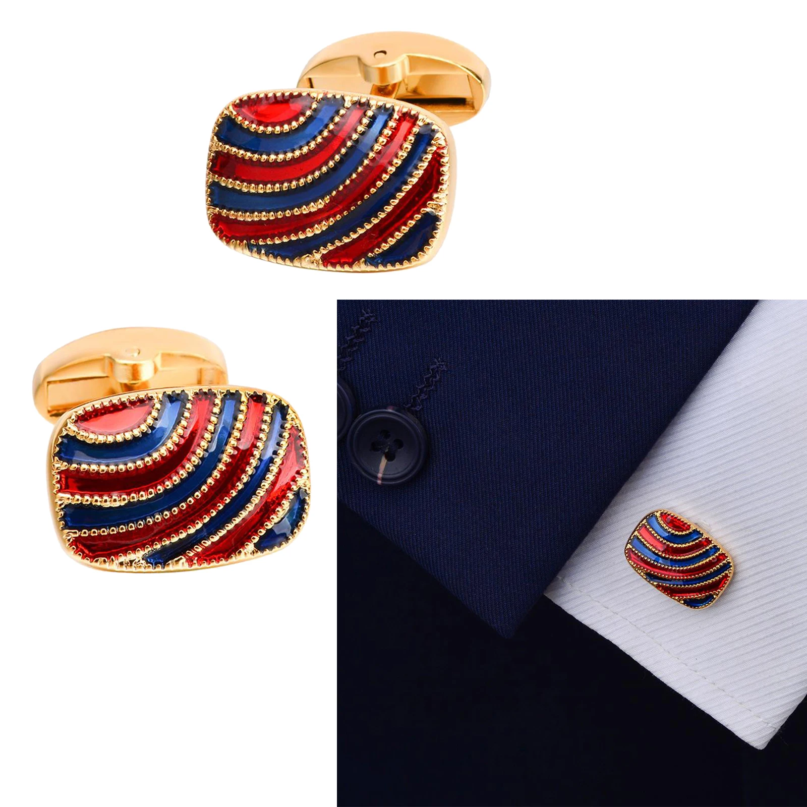 2 Packs Cuff Links Cuff Men's Shirts Jewelry Gift for Suits Uniform Jacket
