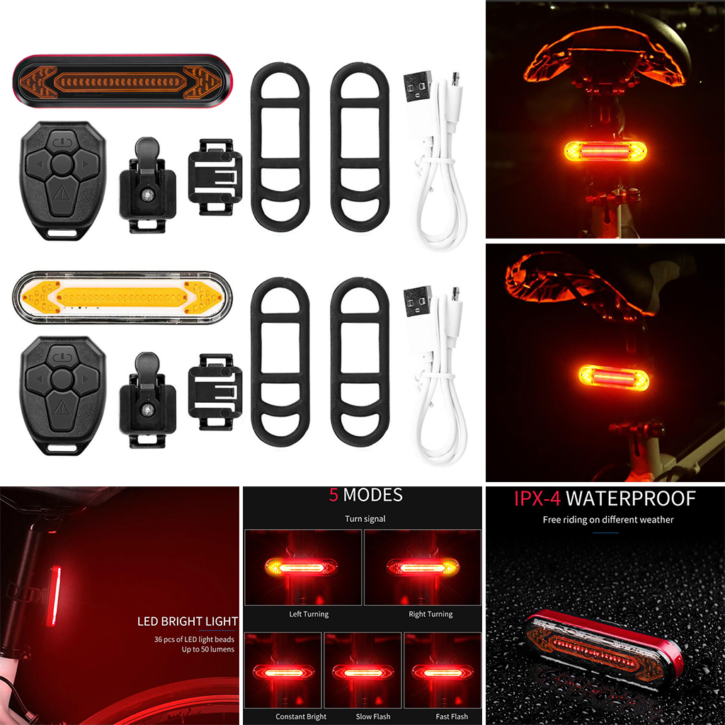 LED Remote Control Bike Rear Lights Bicycle Turn Signal Warning Taillight