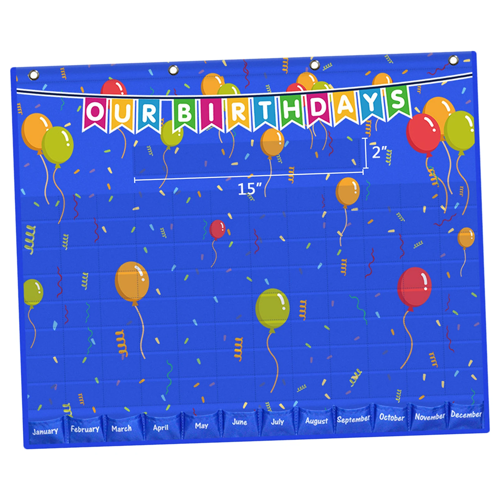 Our Birthday Celebration Graph Space-Saver Kids Pocket Chart for School Classroom