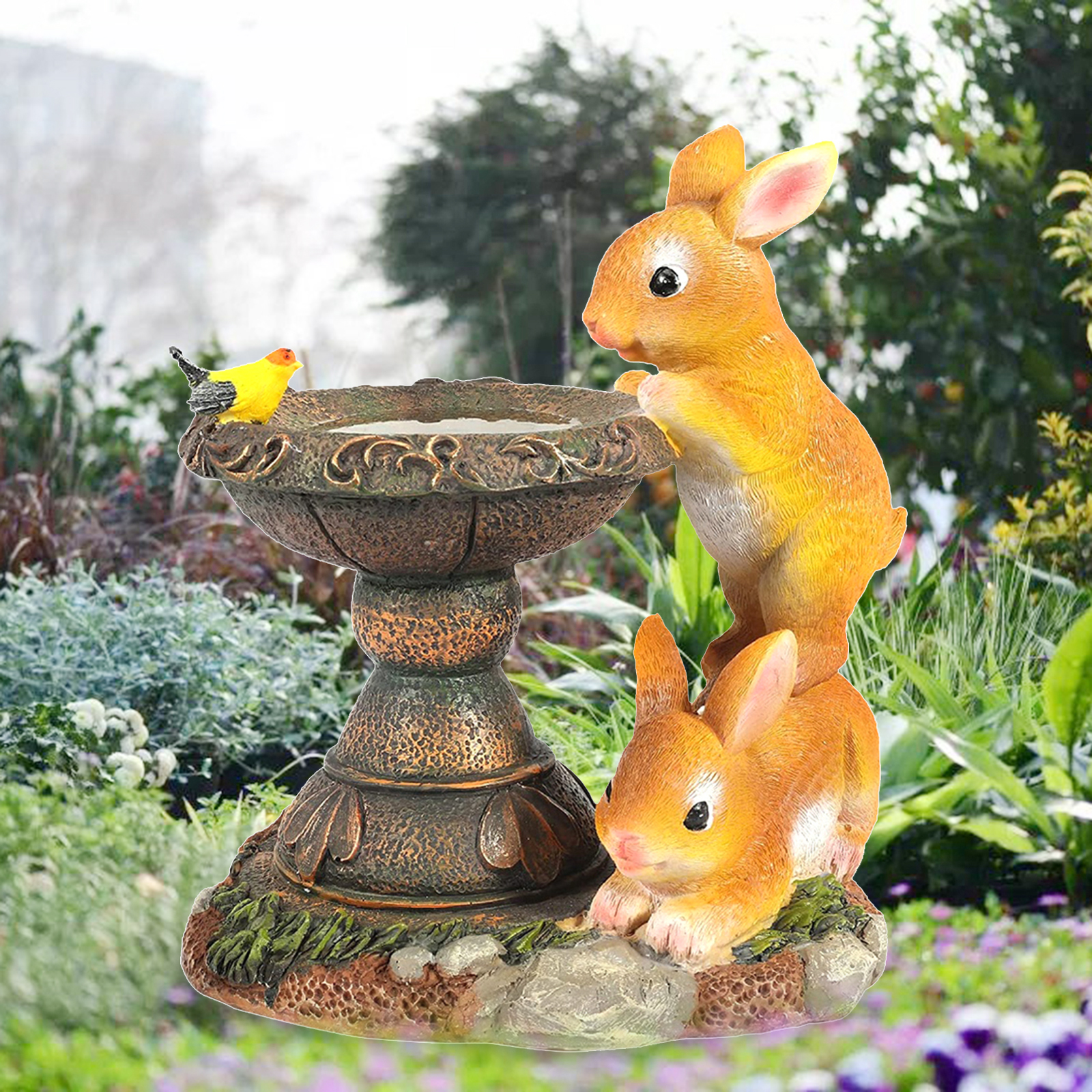 solar rabbit garden ornament