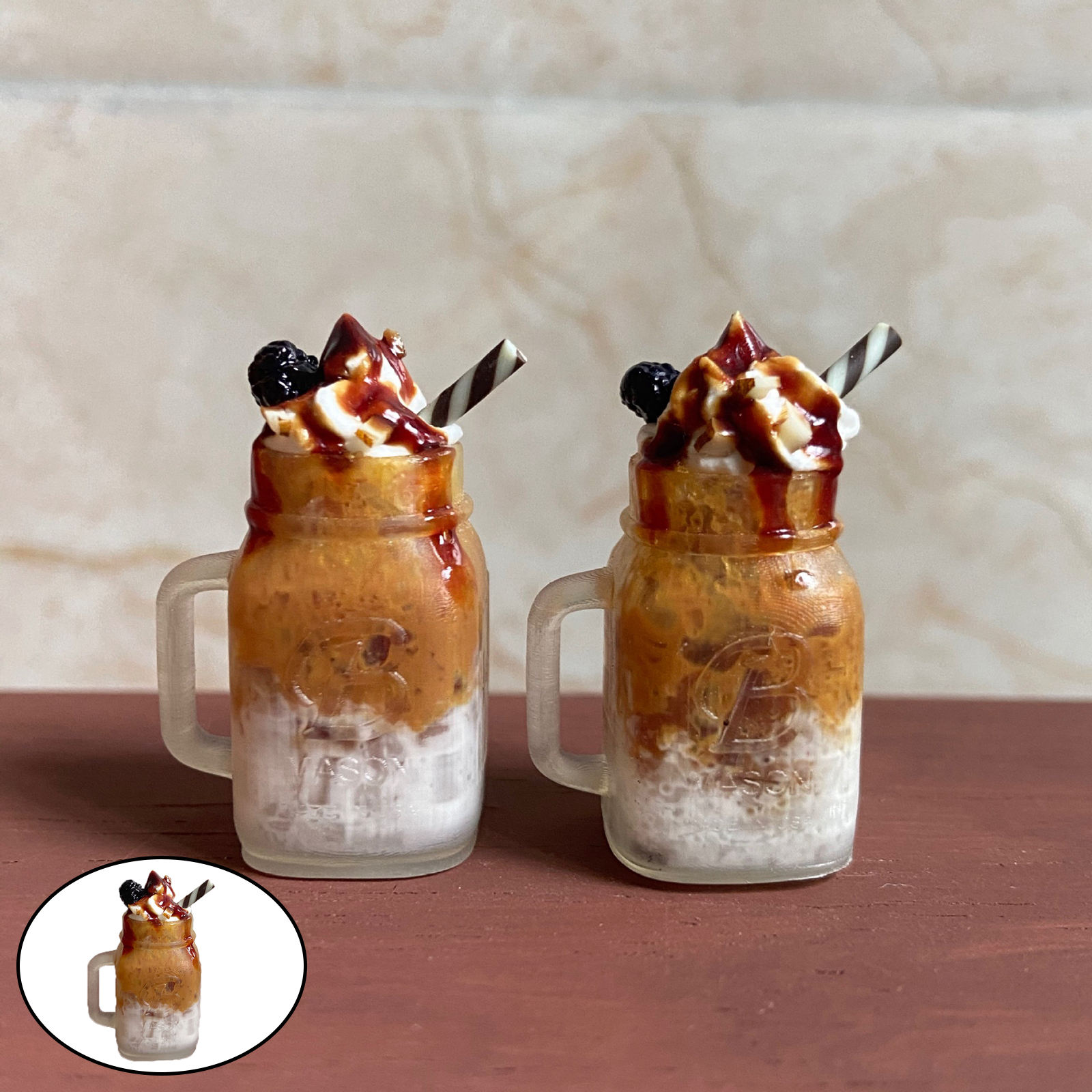 Dollhouse Mini Coffee Bottle Handcrafted Mini Caramel Macchiato Drink Decoration for Children Pretend Kitchen Play Cooking Game