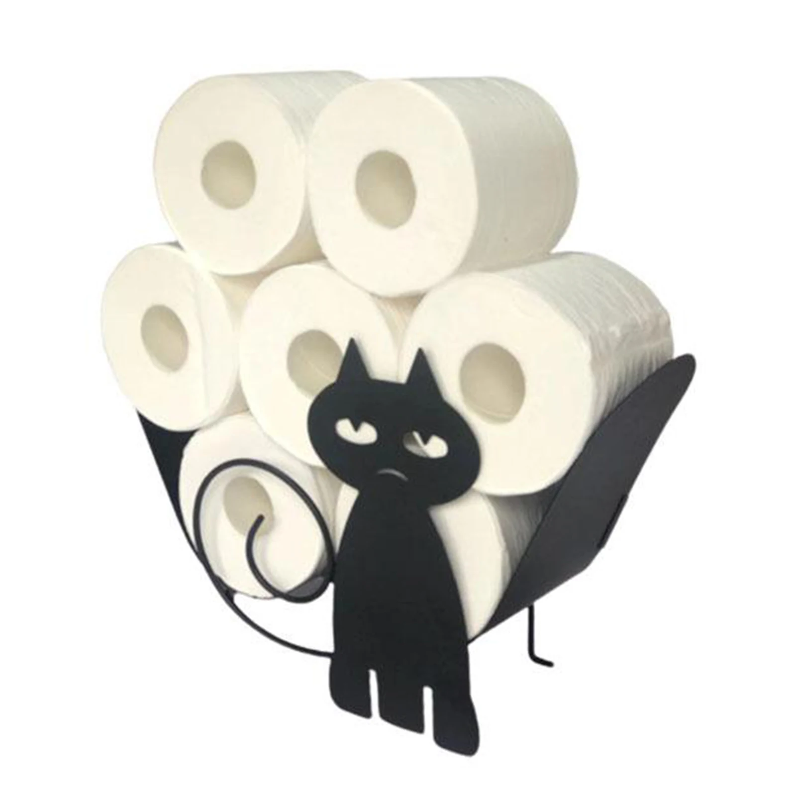 Home Iron Roll Paper Towel Holder Black Cat Crafts Bathroom Rack Ornaments Toilet Roll Holder Kitchen Bathroom Storage