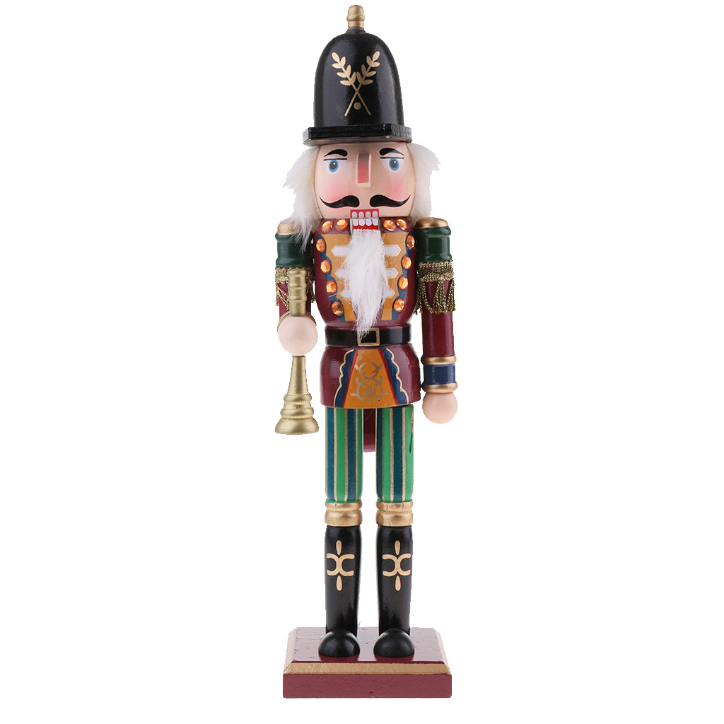 Red 30cm wooden nutcracker soldier figure puppet doll home decor toy