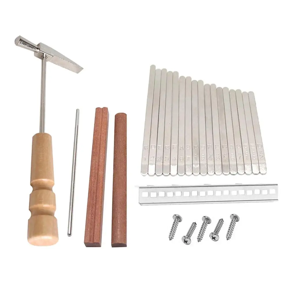 Kalimba DIY 17 Keys Replacement Manganese Steel Thumb Keys Piano Wooden Bridge Metal Musical Instruments Accessories